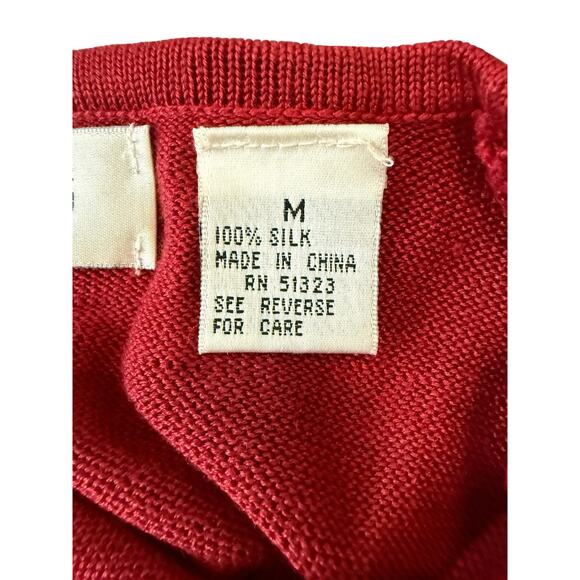 Vintage Chaus Petites 100% Silk Red Rounded Neck Pullover. M - Picture 9 of 9